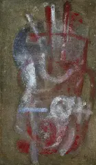 Helmut Schmidt-Kirstein, Komposition, 1956, Oil on jute