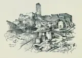 Alexander Kanoldt, Olevano II, 1924, Lithografie auf JWZANDERS (Wasserzeichen)