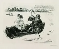 Boote auf dem Tegeler See by Max Beckmann, 1911, Lithograph, sold Mar 2004