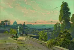 Edgar Meyer, Blick auf Rom, Watercolour