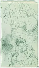 Mutter-Kind-Studien by Adolph von Menzel, Pencil drawing, sold Mar 2004