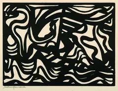 Komposition by Jacoba van Heemskerck, 1920, Linocut, sold Mar 2004