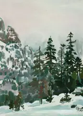 Winterliche Waldlandschaft by Siegward Sprotte, 1951, Watercolour, sold Mar 2004