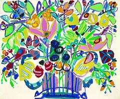 Hanns Schwarzmaier, Blumen, 1980, Acrylic on canvas