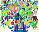 Hanns Schwarzmaier, Blumen, 1980, Acrylic on canvas