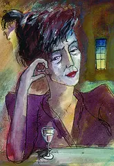 Igor Mayor, Frau an der Bar, 1970, Watercolour