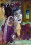 Igor Mayor, Frau an der Bar, 1970, Watercolour