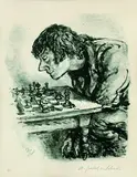 A. Paul Weber, 5 Bll.: Schachspieler (4). Gespenster, 1976, Lithograph