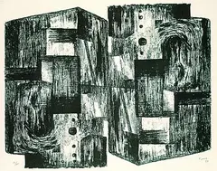 Square Forms by Henry Moore, 1963, Lithograph, sold Mar 2004