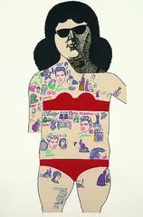 Tattooed Lady by Peter Blake, 1984, Silkscreen printed in colours, sold Mar 2004