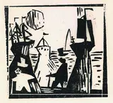 Abend am Meere by Lyonel Feininger, 1923, Woodcut, sold Mar 2004