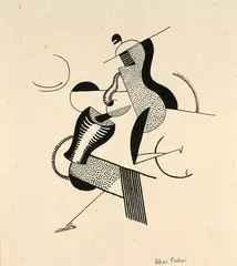 Oskar Fischer, Reitendes Paar, 1920, Lithograph