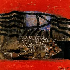 James Coignard, Komposition mit Rot, Tempera