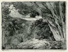 Jacob Wilhelm Mechau, Eremit in Landschaft, Aquatint