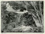 Jacob Wilhelm Mechau, Eremit in Landschaft, Aquatint