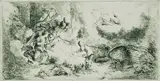 Geburt Christi mit Gottvater und Engeln by Giovanni Benedetto Castiglione, Etching, sold Mar 2004