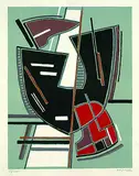 Alberto Magnelli, Composizione in azzuro. Composizione con rosso, 1965, Lithograph printed in colours