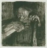 Käthe Kollwitz, Beim Dengeln, 1905, Etching