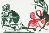 Hansen Bahia, 10 Bll. aus: Lukian - Hetärengespräche, 1970, Woodcut printed in colours