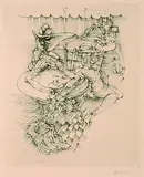 Hans Bellmer, 2 Bll.: Komposition mit Katze. Au Café, Etching