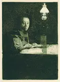 Käthe Kollwitz, 2 Bll.: Selbstbildnis am Tisch II. Hamburger Kneipe, 1893, Etching