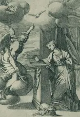 Die Verkündung an Maria by Carlo Maratti, 1680, Etching, sold Mar 2004