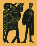 Krippe by HAP Grieshaber, 1964, Woodcut, sold Mar 2004