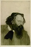 Emil Orlík, 2 Bll.: Der Schriftsteller Hermann Bahr. Die Massage, 1908, Etching