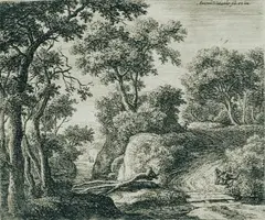 Der Plankensteg by Anthonie Waterloo, 1650, Etching, sold Mar 2004