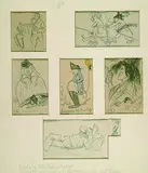 Karl Walser, Karikaturen von Tilla Durieux und Cassirer, Pencil drawing