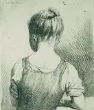 Johann Gottlieb Glume, 2 Bll.: Sitzendes Mädchen in Vorder- und Rückenansicht, Etching