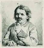 Johann Gottlieb Glume, Brustbild eines Pfeife rauchenden Mannes, 1748, Etching
