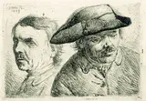 Johann Gottlieb Glume, Doppelbildnis, 1748, Etching