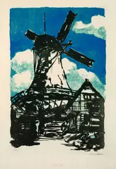 Große Mühle by Emil Nolde, 1907, Lithograph printed in colours, sold Dec 2003