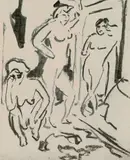 Drei weibliche Akte by Ernst Ludwig Kirchner, 1909, Charcoal drawing, sold Dec 2003