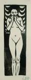 Stehender Mädchenakt by Ernst Ludwig Kirchner, 1905, Woodcut, sold Dec 2003