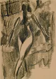 Schreitender Akt im Freien (Frauenakt) by Ernst Ludwig Kirchner, 1933, Chalk drawing, sold Dec 2003