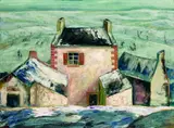 Walter Schulz-Matan, Häuser vor einer Schneelandschaft, 1929, Oil on canvas