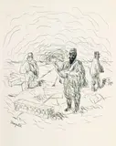 René Magritte, Trois Postillons, 1960, Pen and ink drawing