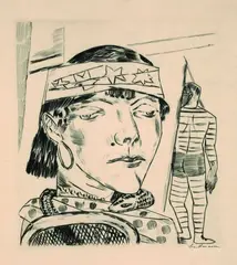 Die Schlangendame by Max Beckmann, 1921, Drypoint, sold Dec 2003