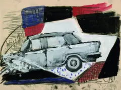 Auto by Markus Lüpertz, 1975, Gouache, sold Dec 2003