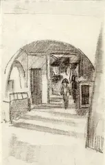 August Macke, Unter den Lauben in Thun I, 1914, Charcoal drawing