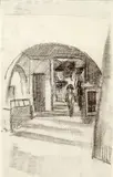 August Macke, Unter den Lauben in Thun I, 1914, Charcoal drawing