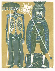 HAP Grieshaber, Totentanz von Basel, 1966, Woodcut printed in colours