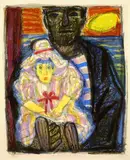 Otto Dix, Der Fischer und das Kind, 1961, Lithograph printed in colours