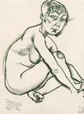 Sitzender weiblicher Akt by George Grosz, 1914, Pencil drawing, sold Oct 2003