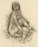 Sitzender weiblicher Akt by Karl Hofer, 1948, Chalk drawing, sold Oct 2003
