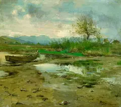 Voralpenlandschaft by Carl Gustav Herrmann, Oil on canvas, sold Oct 2003
