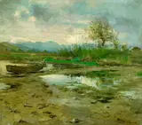 Carl Gustav Herrmann, Voralpenlandschaft, Oil on canvas