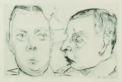 Zwei Autooffiziere by Max Beckmann, 1915, Drypoint, sold Oct 2003